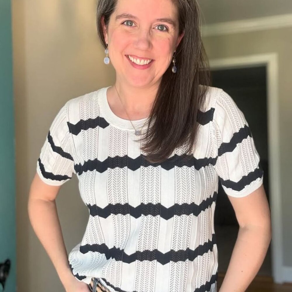 Cabi 6455 Nautical Sweater Tee Spring 2024 Size Large EUC
